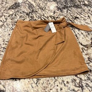 LOFT Camel Wrap Mini Skirt